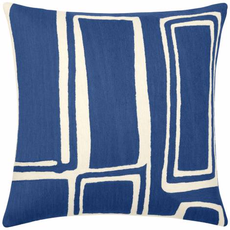 pillowsprocessionmarin/cream Judy Ross Textiles Hand-Embroidered Chain Stitch Procession Throw Pillow marin/cream